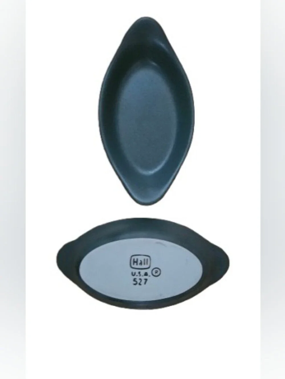 Hall USA Vintage Fern Green AuGratin Oval Baking Dishes Set of 2